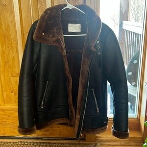 SOLD Zara Faux Leather Jacket With Faux Fur